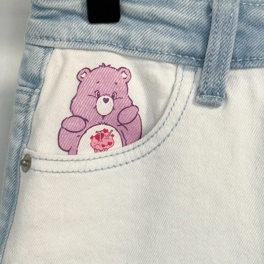 Care Bears x Justice Denim Skort Girls 6/7 Colorblock Button Front